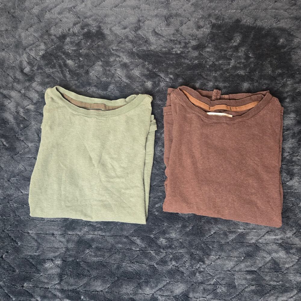 REI Co-op Earthy Toned Outdoors Sage Green/Coffee Brown Hemp T-Shirt - Small